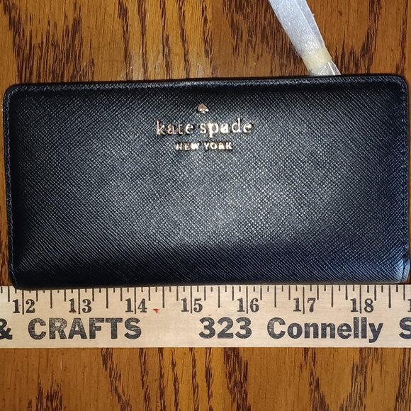 **HP/PD** New Kate Spade staci saffiano leather large wallet, black - Picture 4 of 8